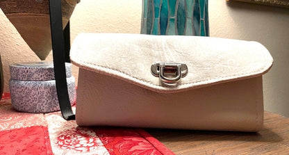 Ready to Ship Necessary Clutch Wallet NCW Organizer Credit Cards Zippered Cream Genuine Leather with Paisley