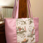 Medium Diaper Bag Tote Nursery Rhyme Toile Over the Moon Pink Shimmer Vinyl WPC Inside Zippered Pockets