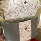 Handbag Purse Tote Flip Top Sakura Pin Flowers Grey Vinyl fabric Shoulder Strap Medium size Divider Pocket Inside