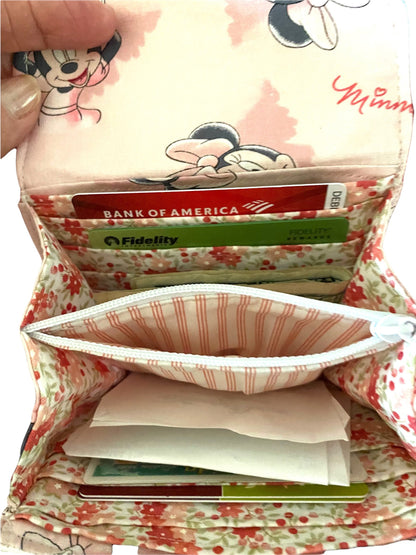 Ready to Ship Wallet Mini Credit Cards Zippered Minnie Mouse White Vinyl