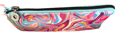 Ready to Ship Ladies Pouch Wallet Zippered Aqua Teal Psychedelic Vinyl
