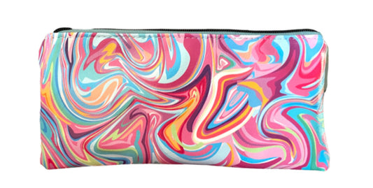 Ready to Ship Ladies Pouch Wallet Zippered Aqua Teal Psychedelic Vinyl