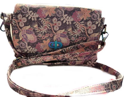 Carrie - Crossbody Shoulder Purse Bag Cork Purple Floral