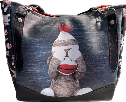 Purse Handbag Charlotte City Tote Funky Sock Monkey