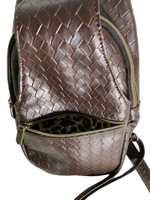 Retro Style Sling Bag Chocolate Basket Weave Vinyl Amazon Sand Leopard